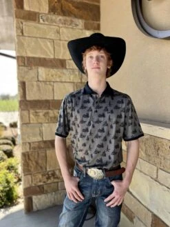 Cinch Arena Flex Polo Charcoal Desert