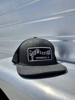 Saddle Rags Cap Gray Herringbone Embroidered Logo Patch