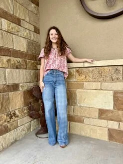 Cruel Denim Faded Plaid Wide Leg Pant