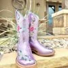 Macie Bean Girl's Pink Metallic Embroidered Boots