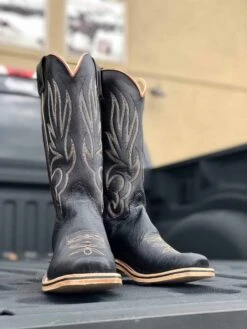 Olathe Men's Black Smooth Ostrich Boots