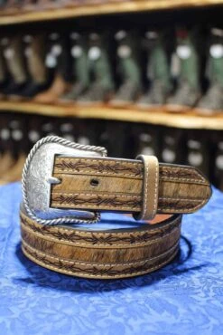 Men's Barbed Wire Border Leather Belt
