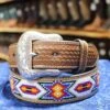 Men's White Beaded Belt