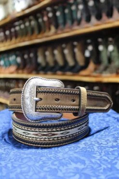 Men's Black Buckstitch Woven Belt