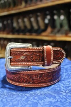 Men's Rich Floral Tooled Belt